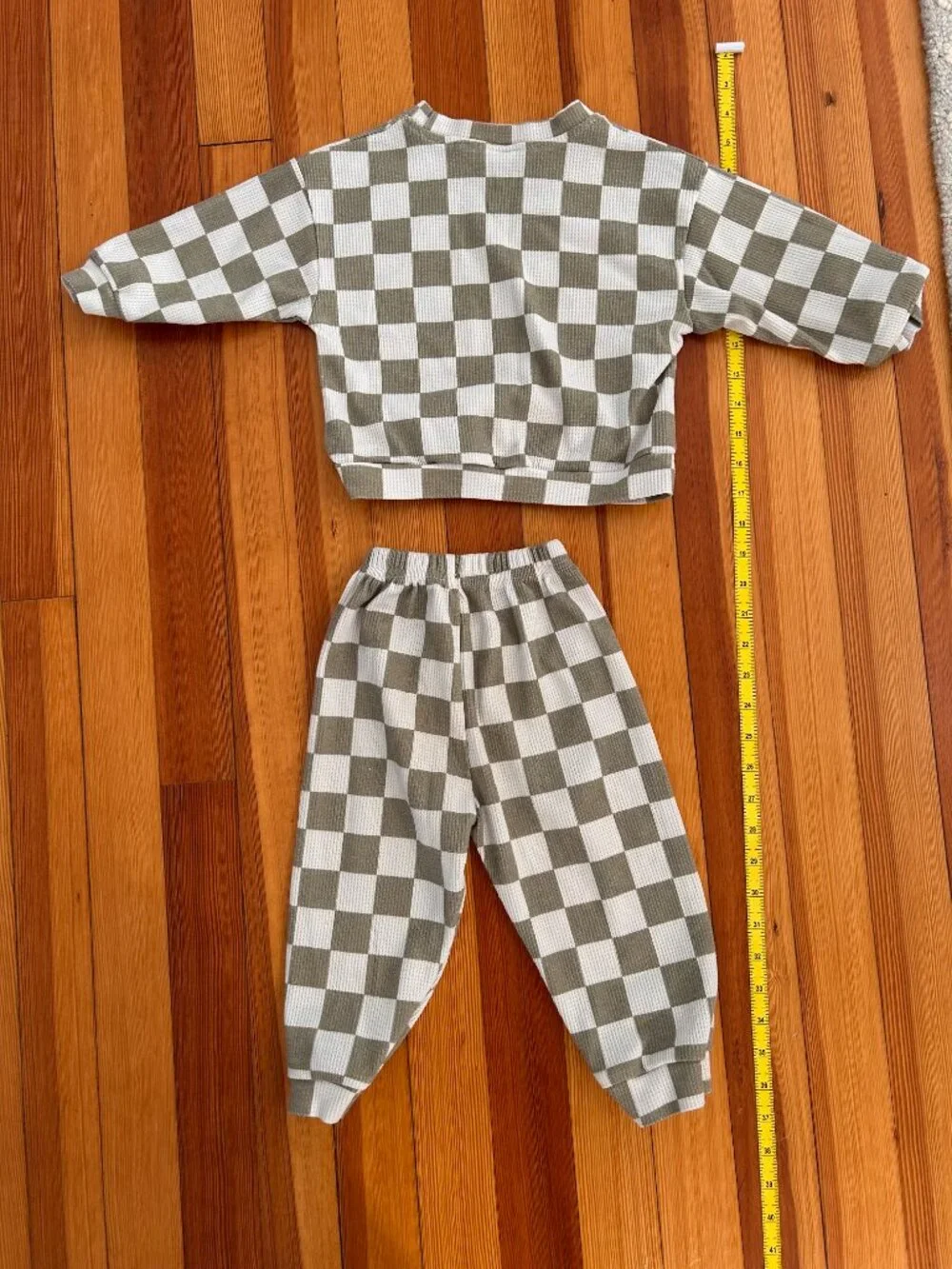 MiniOlie Baby Toddler Checkerboard Waffle 2-piece Set Green / 2-3T